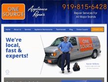 Tablet Screenshot of onesourceappliancerepair.com